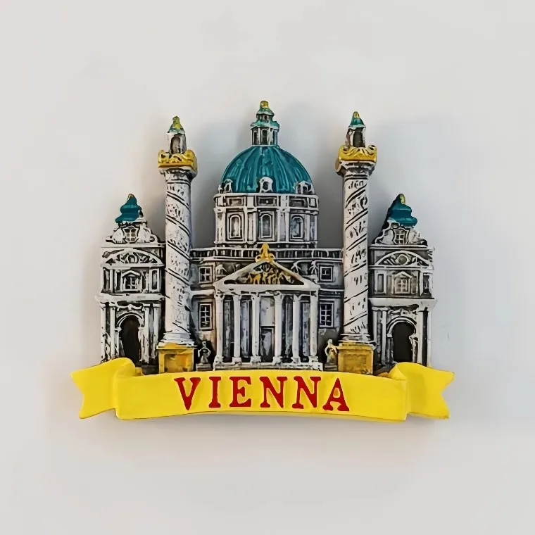 Stephen, Karl Church in Vienna, Austria Handmade Painted 3D Fridge Magnets Tourism Souvenirs Refrigerator Magnetic Stickers