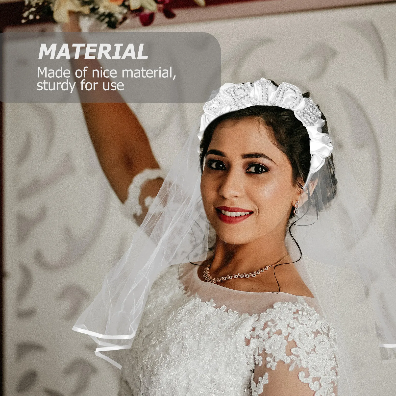 

Wedding Headband Veil Satin Pleated Mesh Yarn Headwear for Women Bridal Party Accessory Lightweight Reusable Fashionable Look