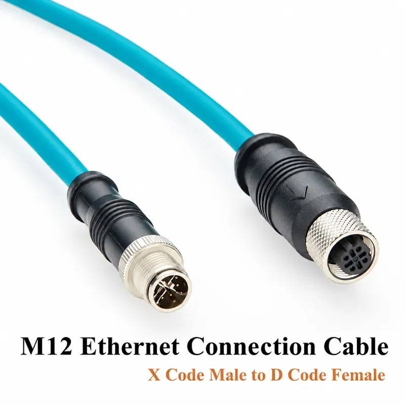 Profinet M12 X Code Male to D Code Female Ethernet Connection Cable Cat6A High-Flex Drag Chain Shield Compatible with IFM