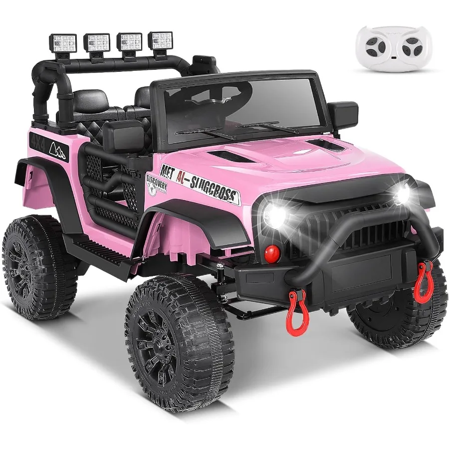 รถยนต์เด็กนั่งขับ 24V พร้อมรีโมทคอนโทรล ใช้พลังงานแบตเตอรี่ สำหรับเด็กชายและเด็กหญิง มอเตอร์อัพเกรด 2×200W สีชมพู รถขับเคลื่อนด้วยพลังงานไฟฟ้า ล้อคุณภาพดีกว่า