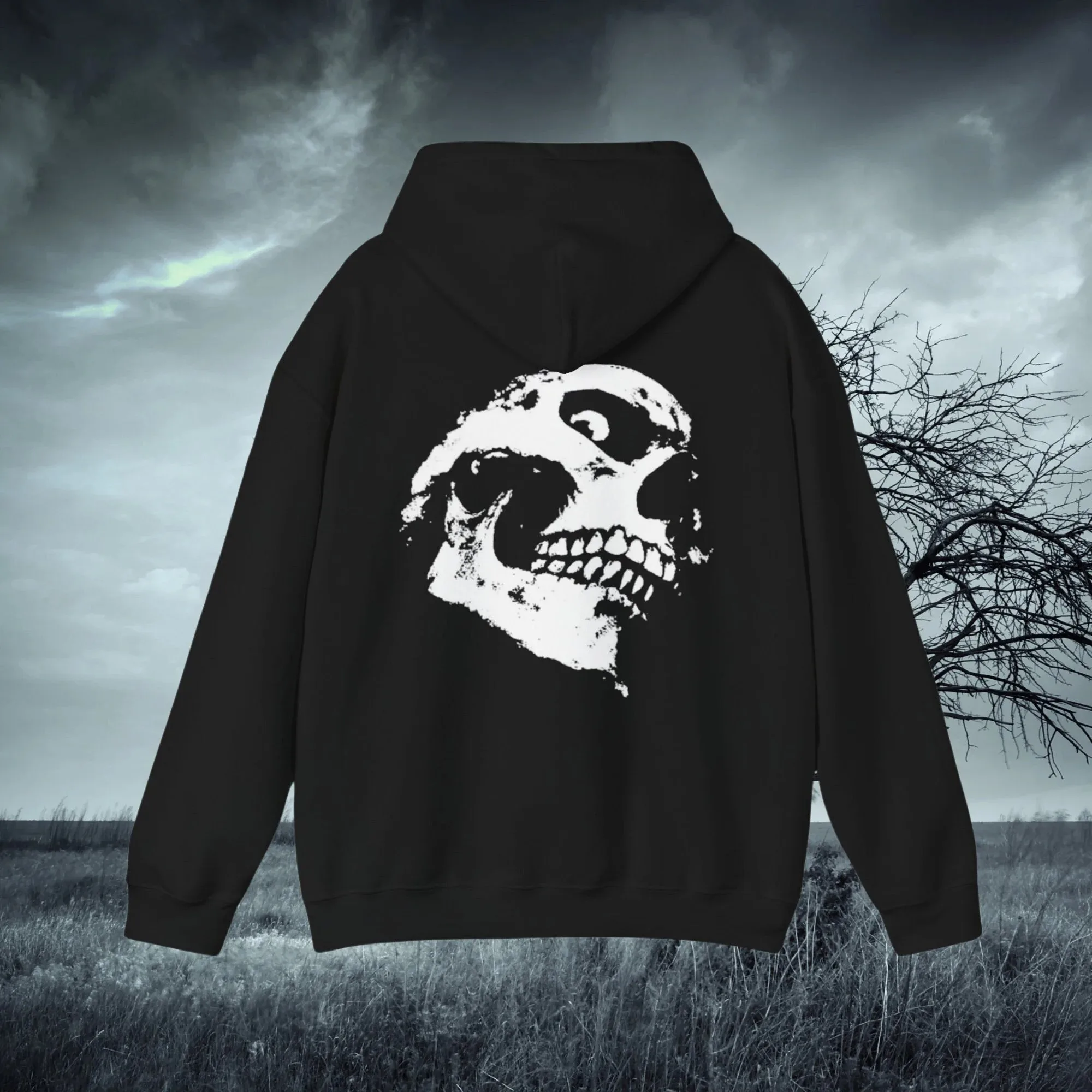 

Minimalist Skull Printed Cotton Hoodie Trendy and Mysterious Sweatshirt To Showcase Your Love for Gothic Style