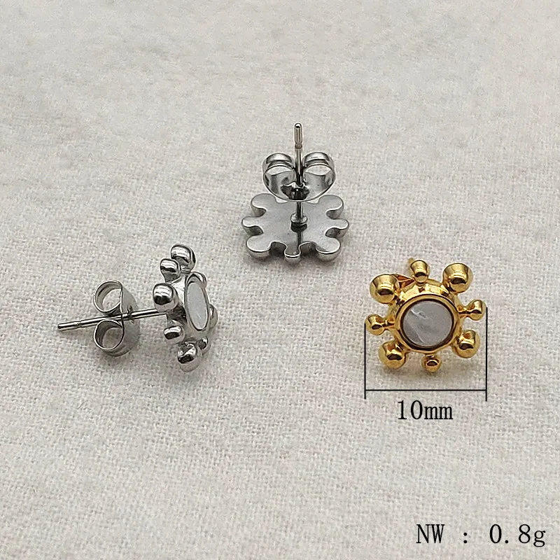 Wholesale 50pcs Stainless Steel Popular Earrings For Women Geometric Smooth Flower Earring Stud Fashion Elegant Jewelry Gifts