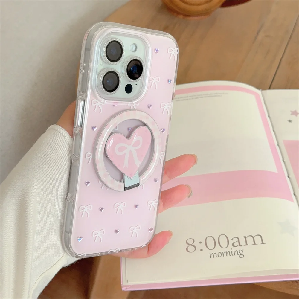 الكورية INS لطيف القوس المغناطيسي حامل جراب هاتف آيفون 13 14 15 16 17 برو ماكس غطاء جميل المضادة للسقوط واقية ل Magsafe Co #2