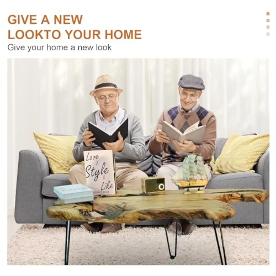 Rustic Coffee Table Unique Live Edge Table Organic tural Edge Design for Living Room Home Office Easy Assembly Solid Wood Cente