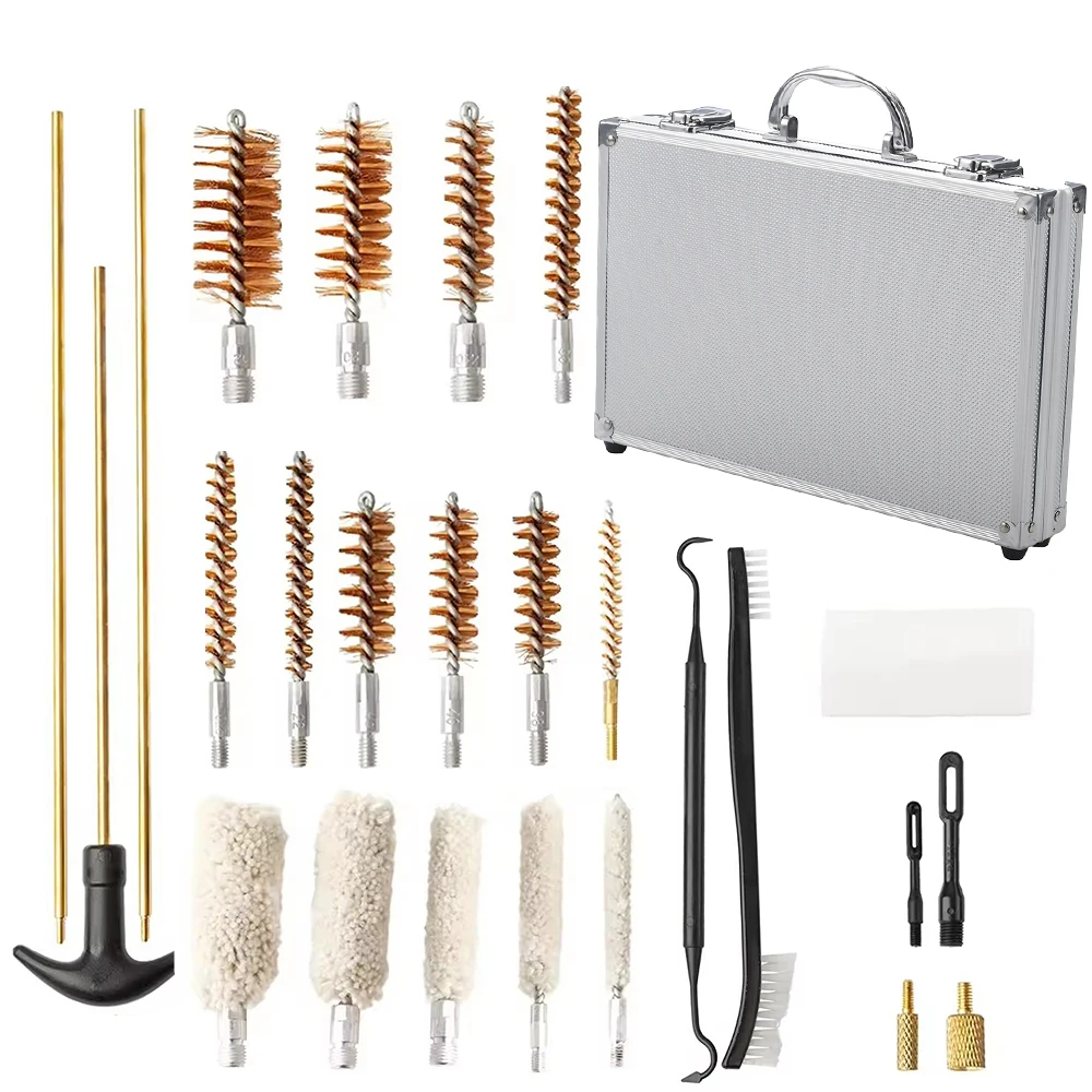 Tactical Universal Rifle Barrel Cleaner Tool Kit Brass Mop Brush with Extened Rods for Hunting Pistol Shotgun .22 9mm 12, 20Gaug