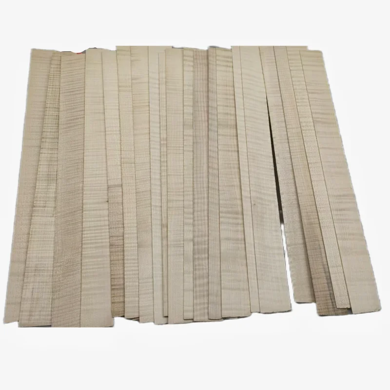 Llamas flameadas para violín, hojas en blanco laterales, madera de Arce, 9 piezas, 400x34x1,5mm