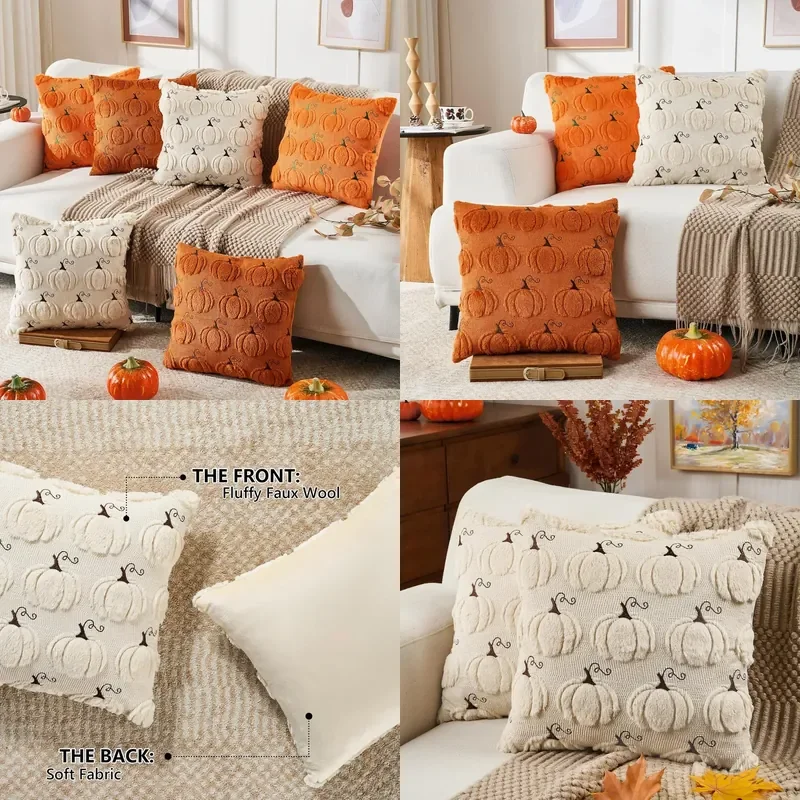 Amazon hot-selling pumpkin two-color embroidered pillow cover three-dimensional pumpkin American furniture decorative cushion