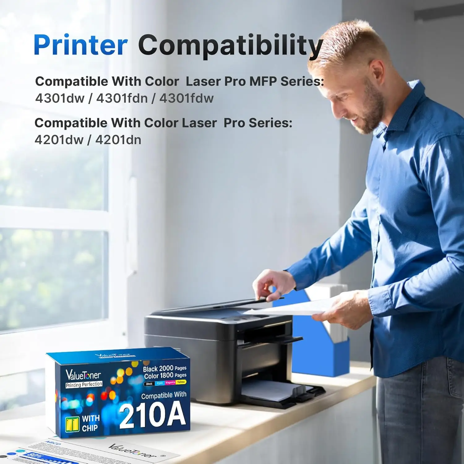210A Toner Cartridges 4 Pack (with Chip) - Compatible with 4301fdw, 4301fdn, 4201dw, 4201dn, 4301, 4201 Series Printers (Replacement for 210A 210X)