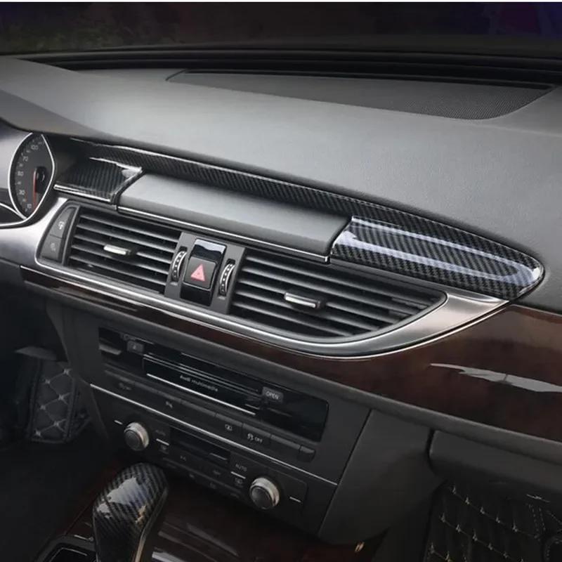 Center Console Gear Shift Frame Water Cup Holder Panel Trim For Audi A6 C7 2012-2018 Stainless Steel Air Outlet Cover Trim