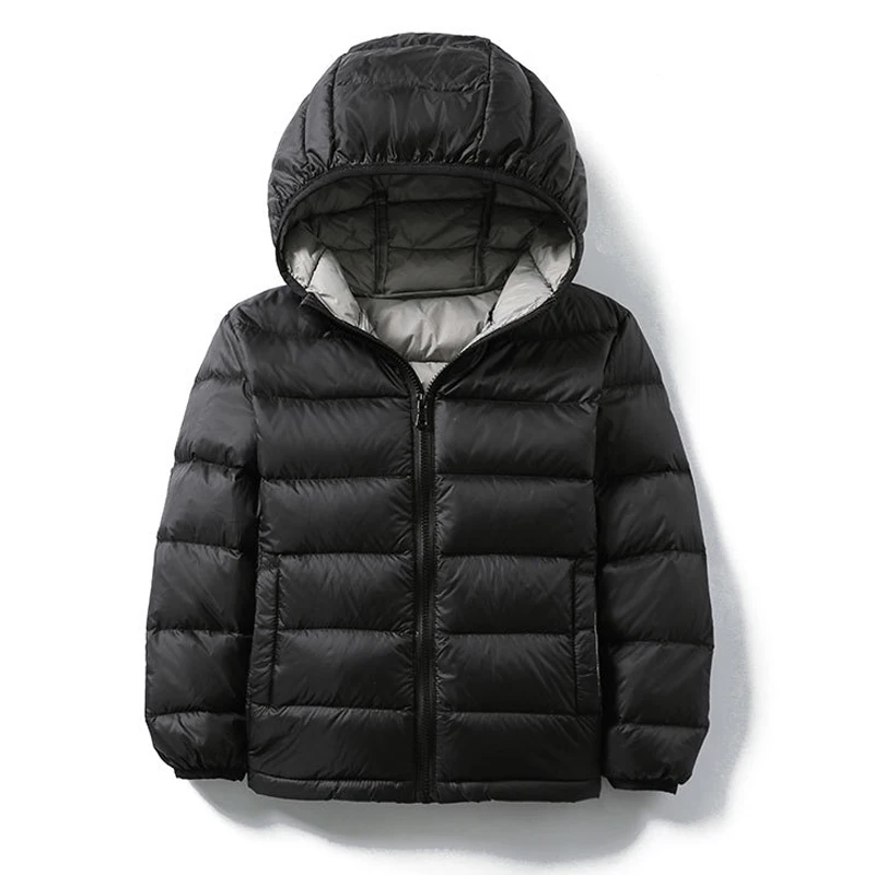 0-10℃ Kids Duck Down Jackets 2026 New Ultra Light Hooded Winter Coats for Boys Girls Portable Windproof Puffy Parkas 13T 14T