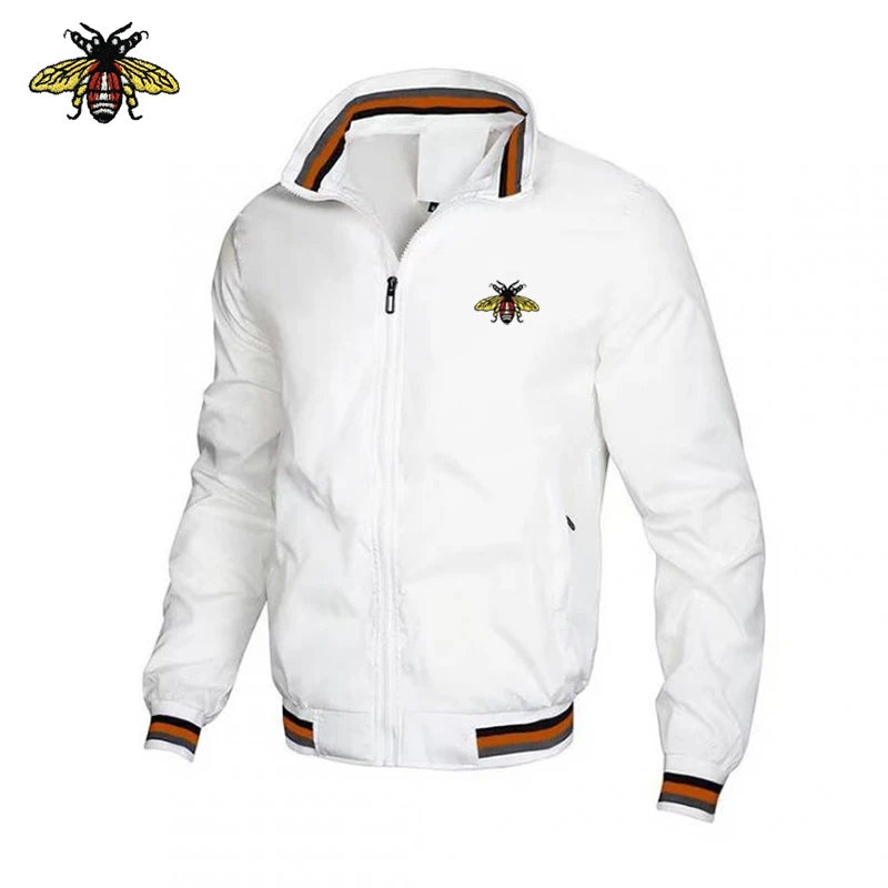EUR Men's Embroidered Bee Coat High Quality New Product Thin Jacket Spring and Autumn Windproof Jacket Personalized Casual