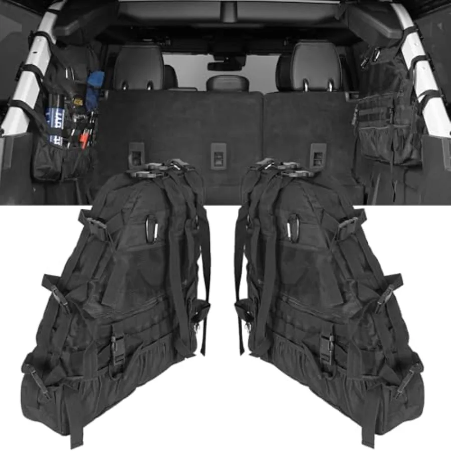 

Bronco Roll Bar Storage Cargo Bag Rear Trunk Multi Pockets Cage Organizer for 2021-2026 Ford Bronco 4-Door Interior Accessories