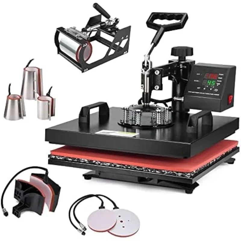 

8 in 1 Heat Press Machine 15x15 inch 360-Degree Swing Away Digital T Shirt Pressing Machine Multifunction Heat Transfer