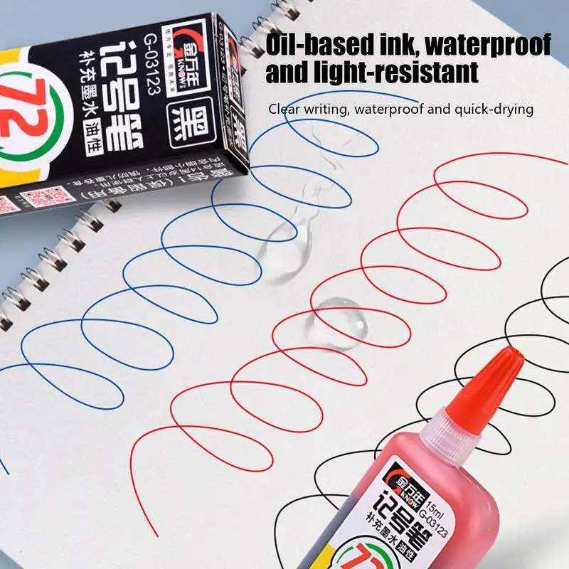 حبر للعلامات، لون فائق، حبر إعادة تعبئة دائم، حبر ماركر، لوازم حرفية، ملحقات علامة زيتية متعددة الألوان
