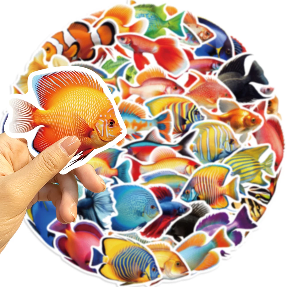 10/30/50PCS Cartoon Colorful Fish Graffiti Sticker bagaglio decorativo cassa del telefono tazza d'acqua frigorifero Laptop decalcomania impermeabile