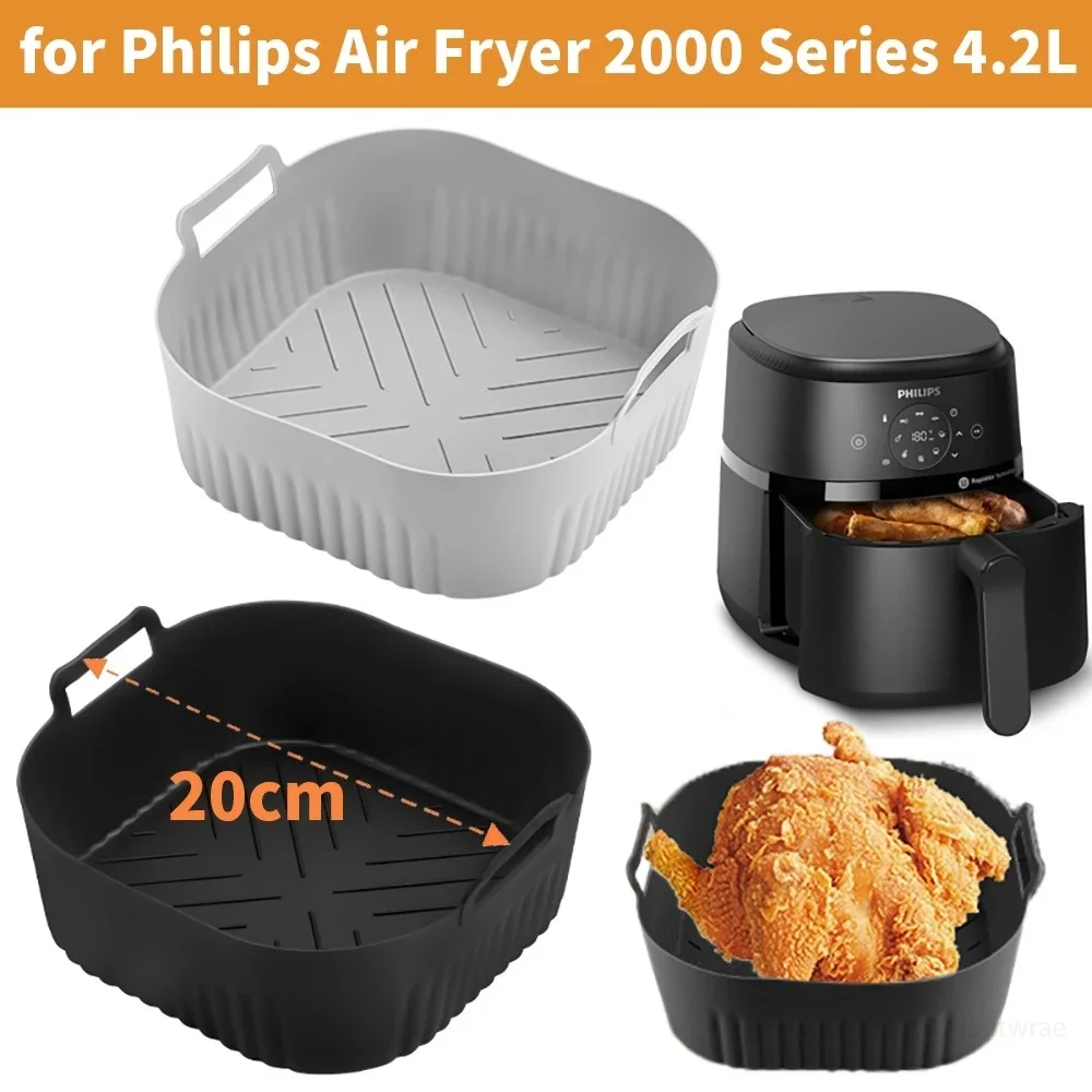 Molde para freidora de aire de silicona de 20cm para freidora de aire Philips serie 2000 4.2L NA229 accesorios para freidora de aire reutilizables en lugar de papel para hornear