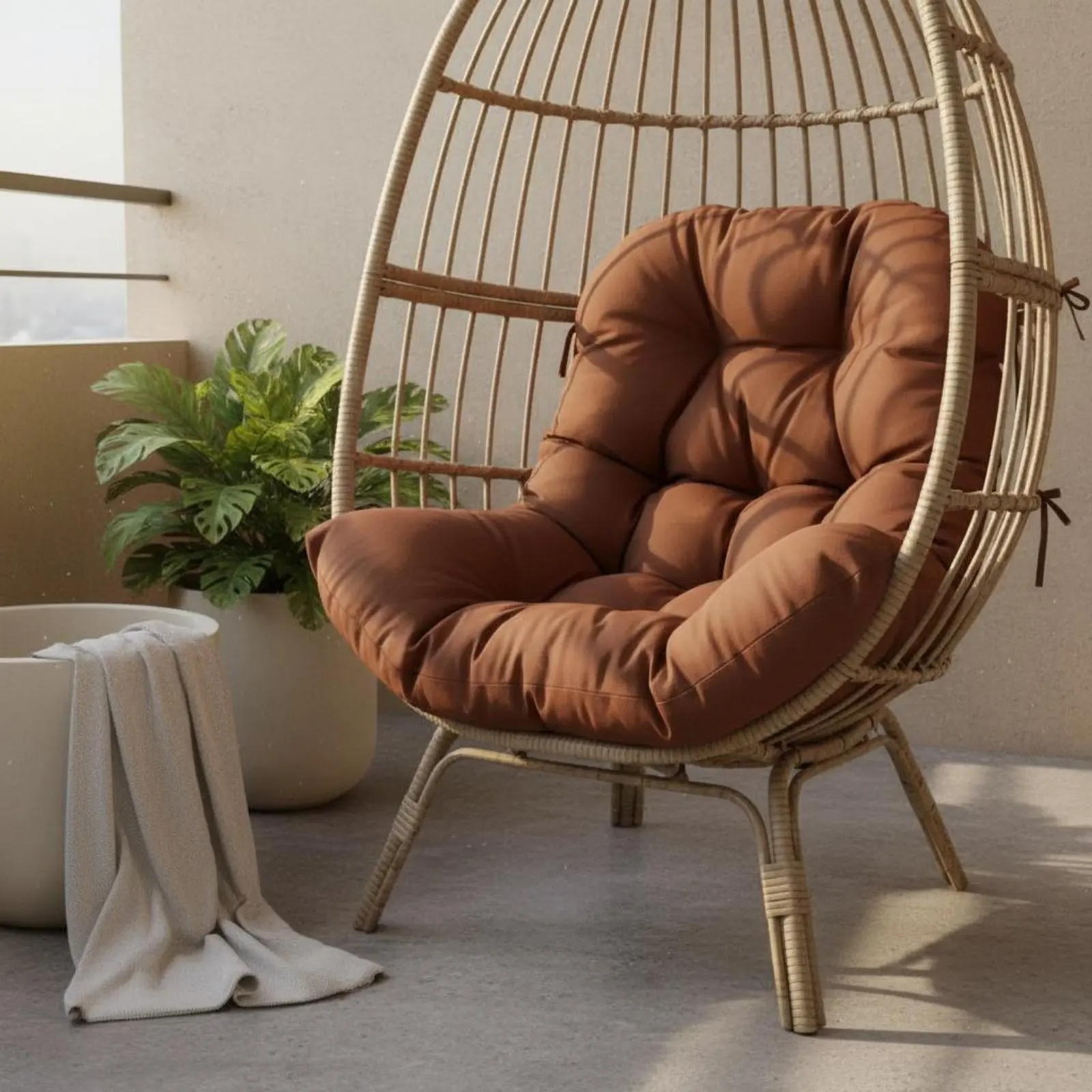 Hanging Oval Chair Cushion Thickened Hanging Swing Chair Cushion Outdoor Furniture Backrest Support Soft for Patio