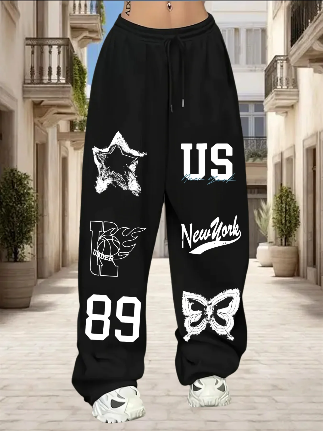 

Свободные прямые спортивные брюки для бега с карманами и завязками, универсальные длинные брюки для мужчин и женщин, широкие брюки