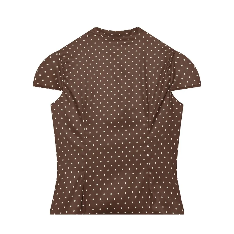 Damen Polka Dot Kurze Hosen Sets Zweiteiliges Sommer-Outfit mit Mittelhohem Bund Damen-Anzug Sommer Crop Top Urlaubsoutfit für Frauen – Detail 4