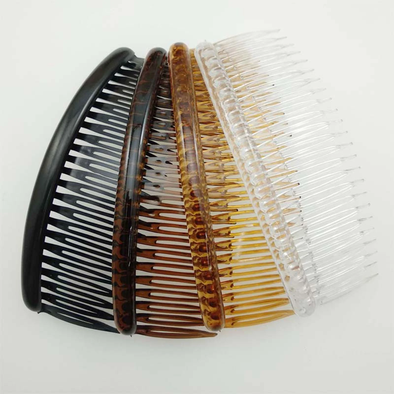 6 Black Clear Coffee  Plastic Plastic Large 24-Teeth Hair Clips Side Combs Pin Barrettes 128mm