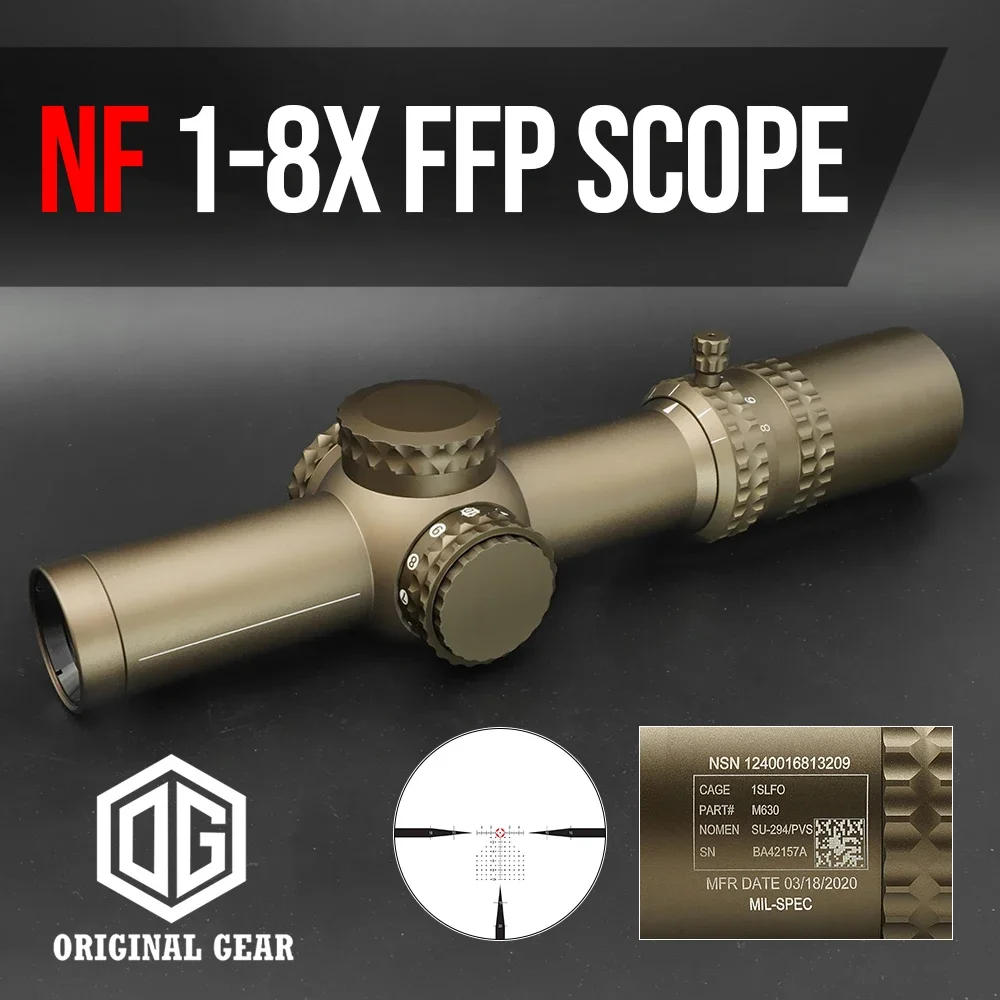 NF 1-8X24mm F1 FFP LPVO Riflescope 34mm Tube Daylight And Night Vision Settings Parallax Adjustment FC-DMx First Focal Plane