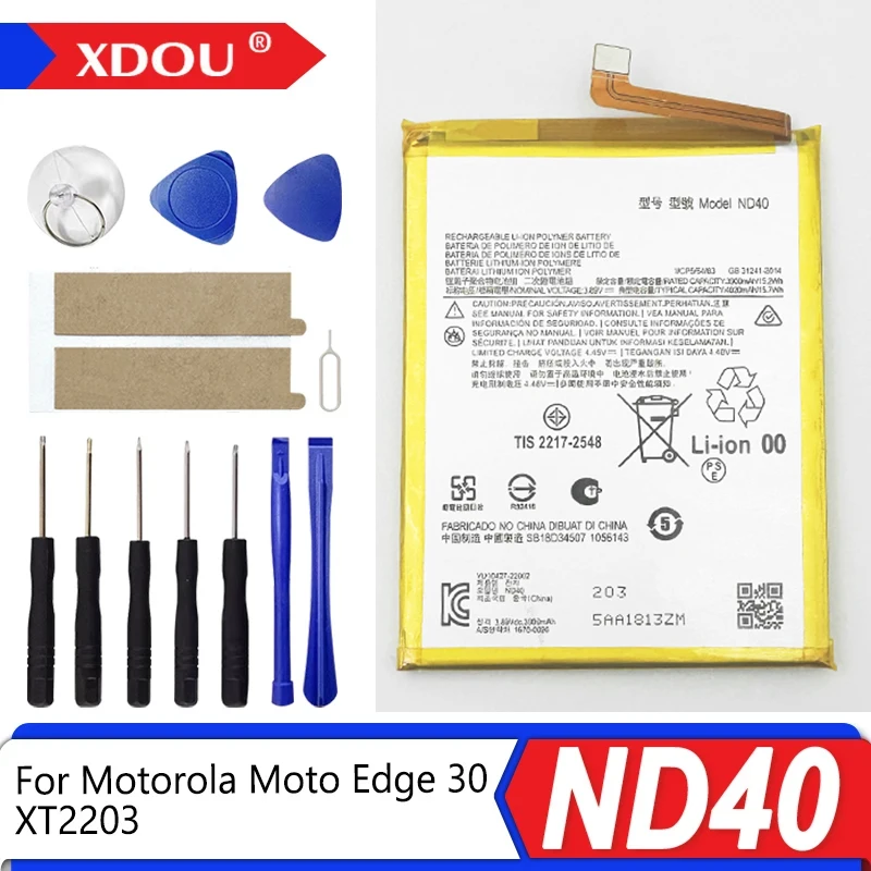Brand-New ND40 4000mAh Battery For Motorola Moto Edge 30 XT2203 edge30 Mobile Phone Batteries +Tools
