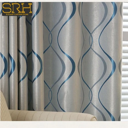 Simple European Curtains Thickened Stripes Blackout Fabric Living Room Bedroom Jacquard Gauze Double-sided Window Custom Cloth