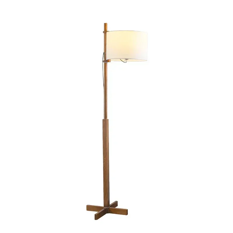 Lámpara Led de pie moderna nórdica Wabi Sabi de tela de madera maciza, lámpara de noche para dormitorio, sala de estar, decoración del hogar, sofá esquinero de pie