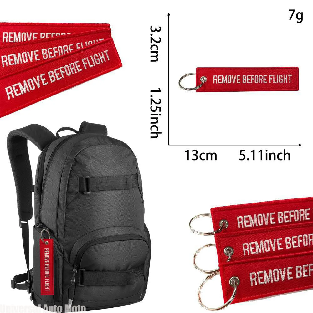 5PCS Remove Before Flight Key Chain Jet Tag Keychain Both Sides Text Embroidery Aviation Key Holder Car Keychain
