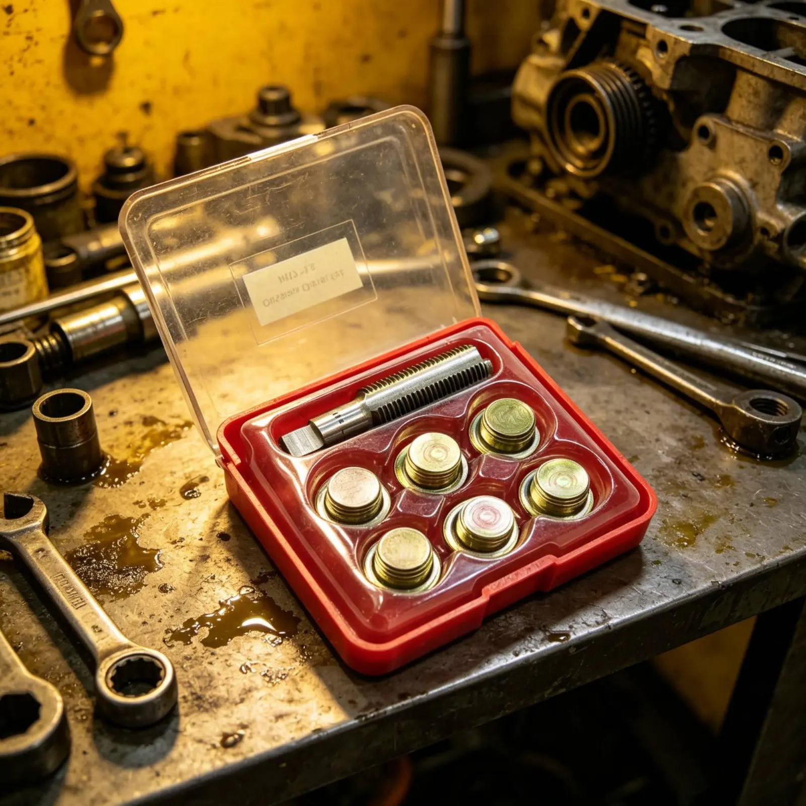 13 Piece Set M17x1.5 Drain Plug Kit Portable Carry Case Oil Pan Thread Repair Kit Oil Pan Thread Repair Set for Garage view 2
