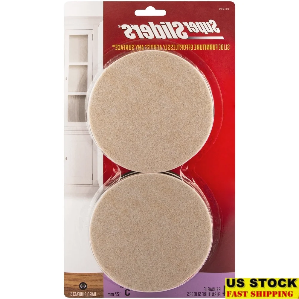 

5-дюймовые круглые фетровые мебельные ползунки, упаковка из 4 прочных многоразовых пенопласта, защищает паркетные полы, легко перемещаются, для использования в помещении