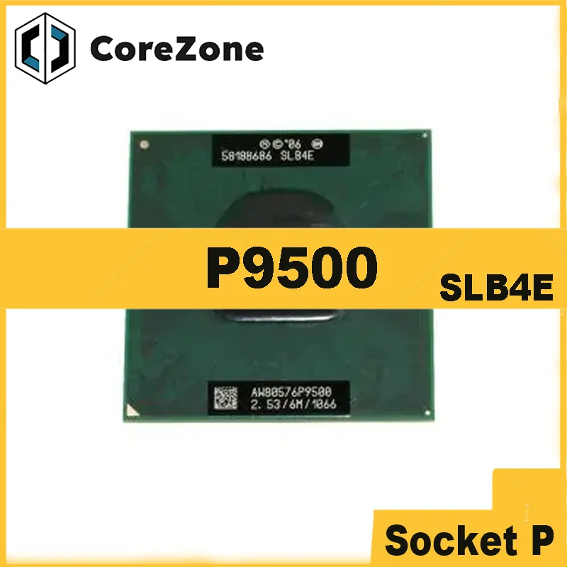 Used  Core 2 Duo Mobile P9500 SLB4E SLGE8 2.5 GHz Dual-Core Dual-Thread CPU 6M 25W Socket P