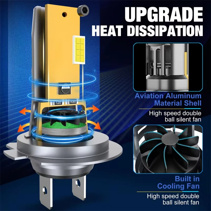 H7 LED سيارة المصابيح الأمامية CANBUS 1200 واط عالية الطاقة السوبر مشرق اللاسلكية السيارات الأضواء مروحة تربو صغيرة مصابيح الضباب التوصيل والتشغيل 12 فولت