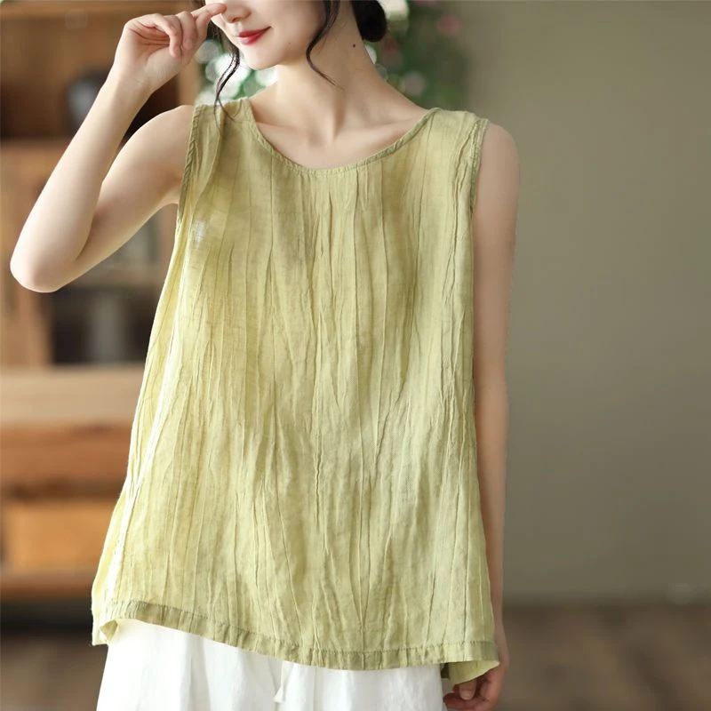 Retro fashion cotton camisole vest women 2024 summer large size loose joker sleeveless inside and outside to wear tops