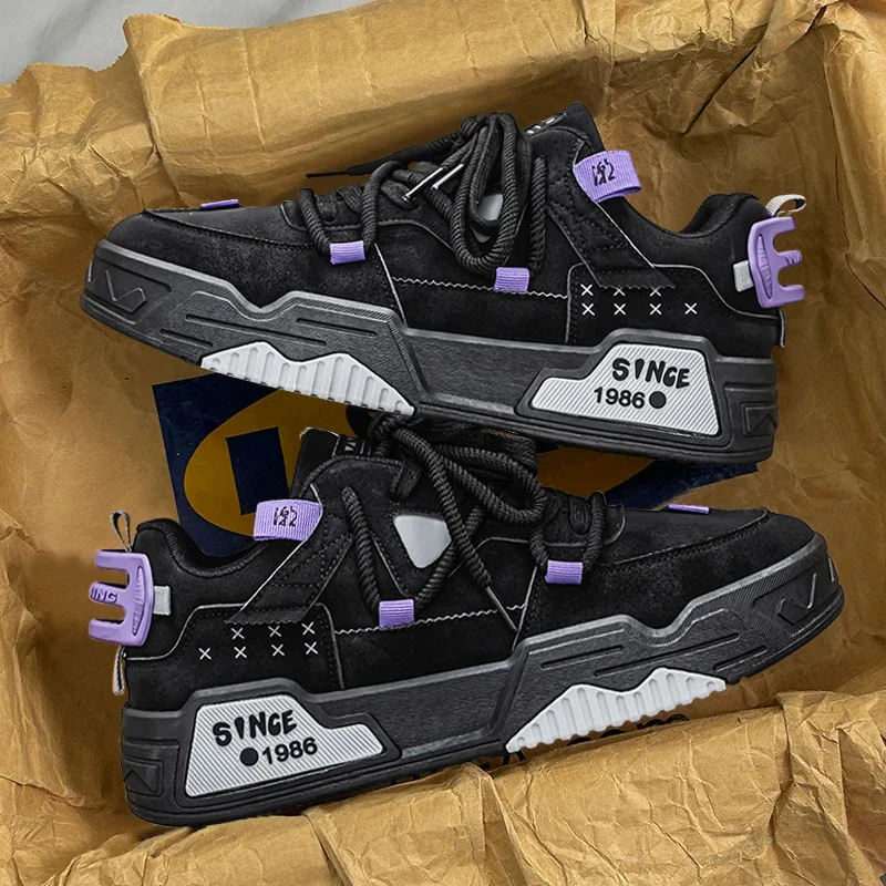 

Мужская обувь, четырехсезонная новая обувь на толстой подошве, модная повседневная обувь, студенческие туфли на плоской подошве, уличная прогулочная обувь с нескользящей мягкой подошвой