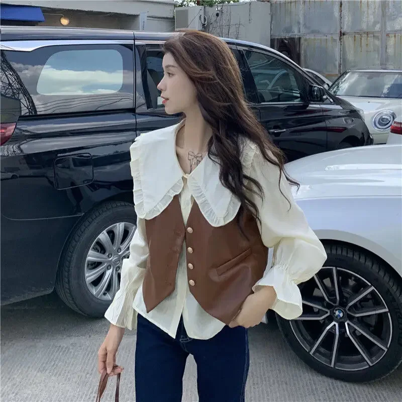 

Vest Women Autumn Design Streetwear Solid New Chic All-match Tender Teenagers Daily Vintage Single Breasted Korean Style Leisure