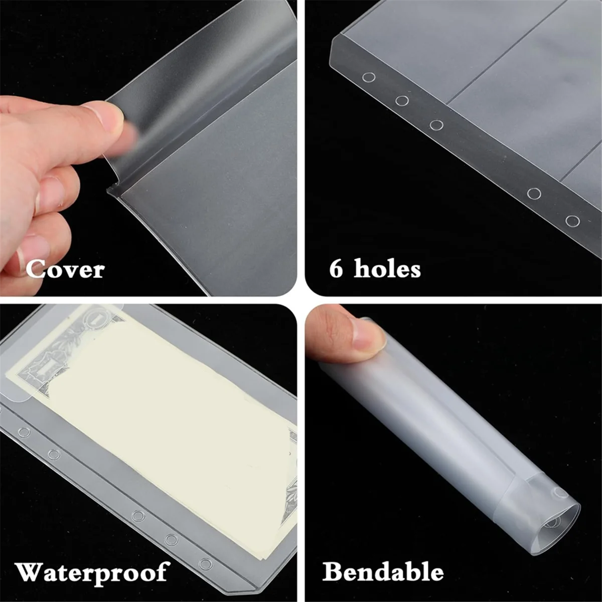 12 Pcs A6 Binder Pockets Cash Envelopes Clear Folder Organizer Photocard Sleeve Sheets for Credit Business Card Money