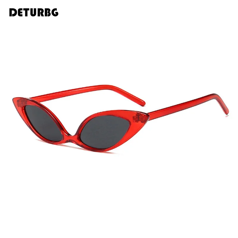 Women Fashion Small Cat Eye Sunglasses Clear Lens PC Frame Retro Eyewear Red Sun Glasses Shades UV400 Brand Designer SG012