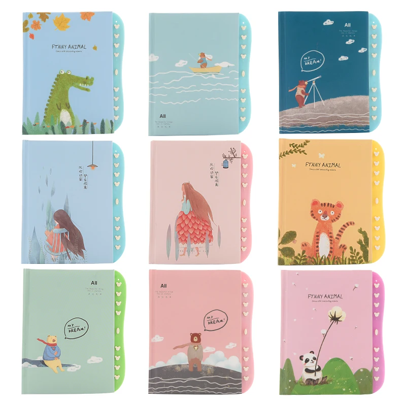 Creative cartoon Animals password diary with lock Cute Small notebook Student Notepad Children Gifts Prizes  kawaii cuadernos