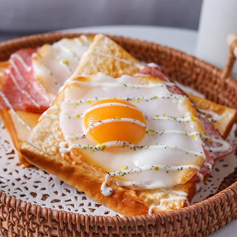Simulation toast egg bread photoprop Artificial fake cake food window decor display children's intelligence teach sketch prop