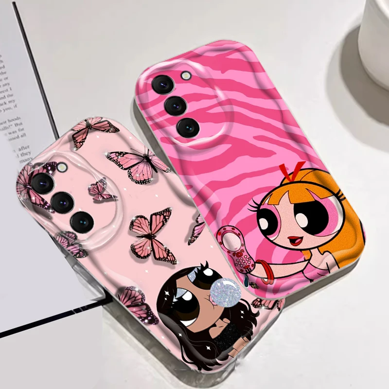 T-The P-Powerpuffs G-Girls Cute For Samsung S24 S23 S21 S20 Ultra Plus FE A73 A72 A71 A51 A31 A05S A05 A04 5G Wave Oil Funda