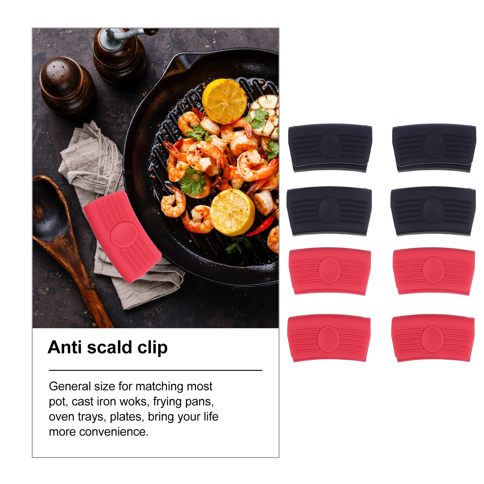 

4Pair Silicone Hot Handle Holders Heat Resistant Pot Grip Sleeves Non Slip Assist Handle Covers for Frying Pan Cast Iron Wok