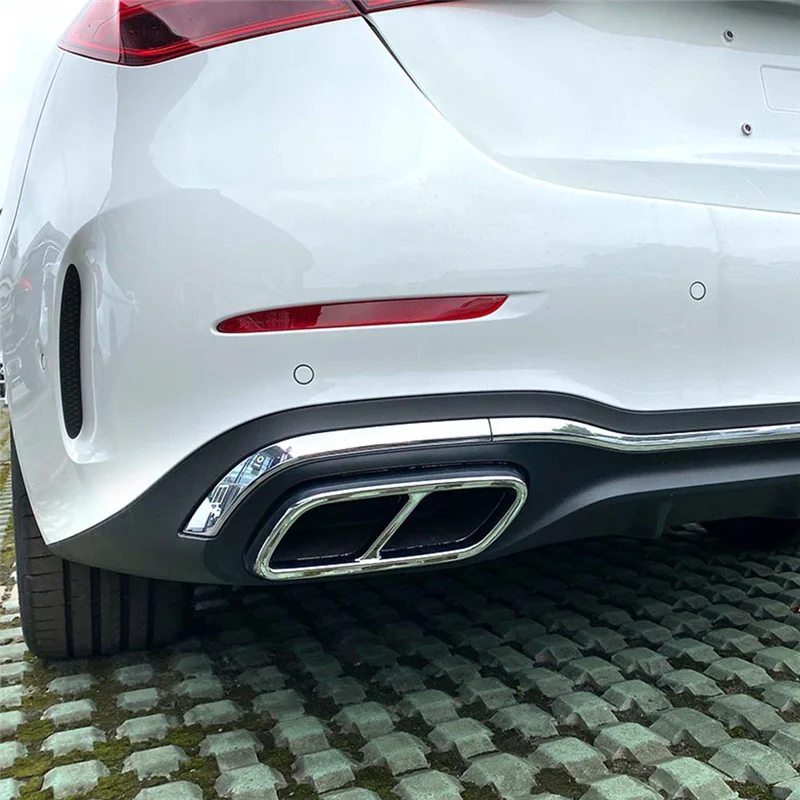 AU63-غطاء ماسورة العادم غطاء ماسورة عادم السيارة لمرسيدس بنز C-Class W206 C200 C260 C300 2022 + فضي