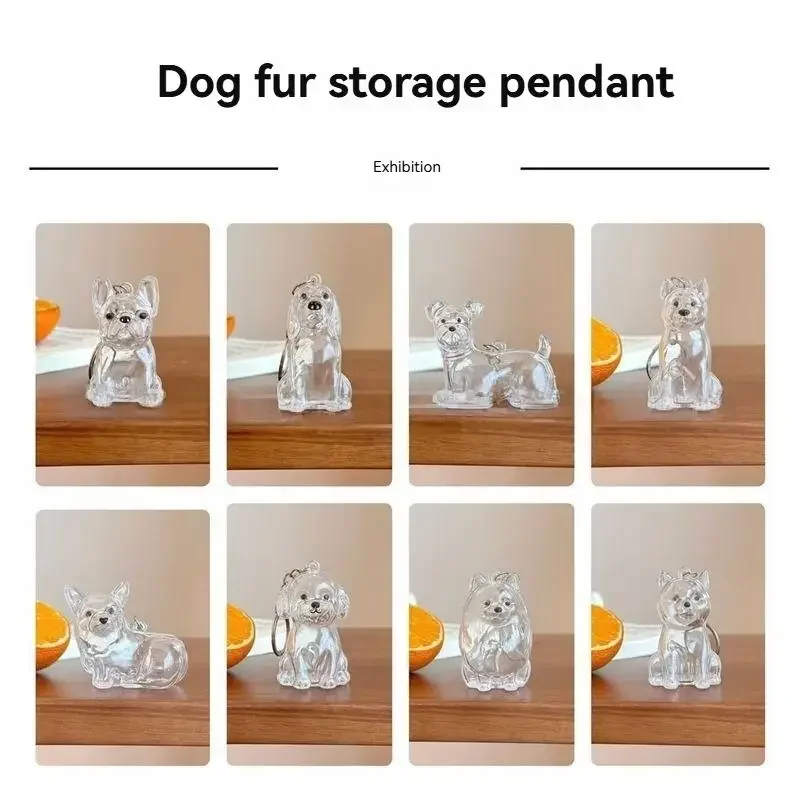 الكلب الشعر جمع قلادة صندوق تخزين الشعر حقيبة سحر الحيوانات الأليفة لطيف سلاسل المفاتيح واضح الاكريليك شعر الحيوانات الأليفة كبسولة تذكارية DIY بها بنفسك الهدايا #6