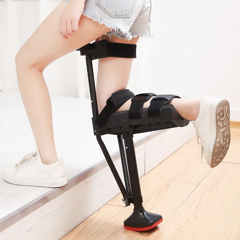 Hand Free Walking Aids Knee Crutch Walker Single-Leg Telescoping Assisted Walking Hands Free Crutch Leg Knee Mobility Support