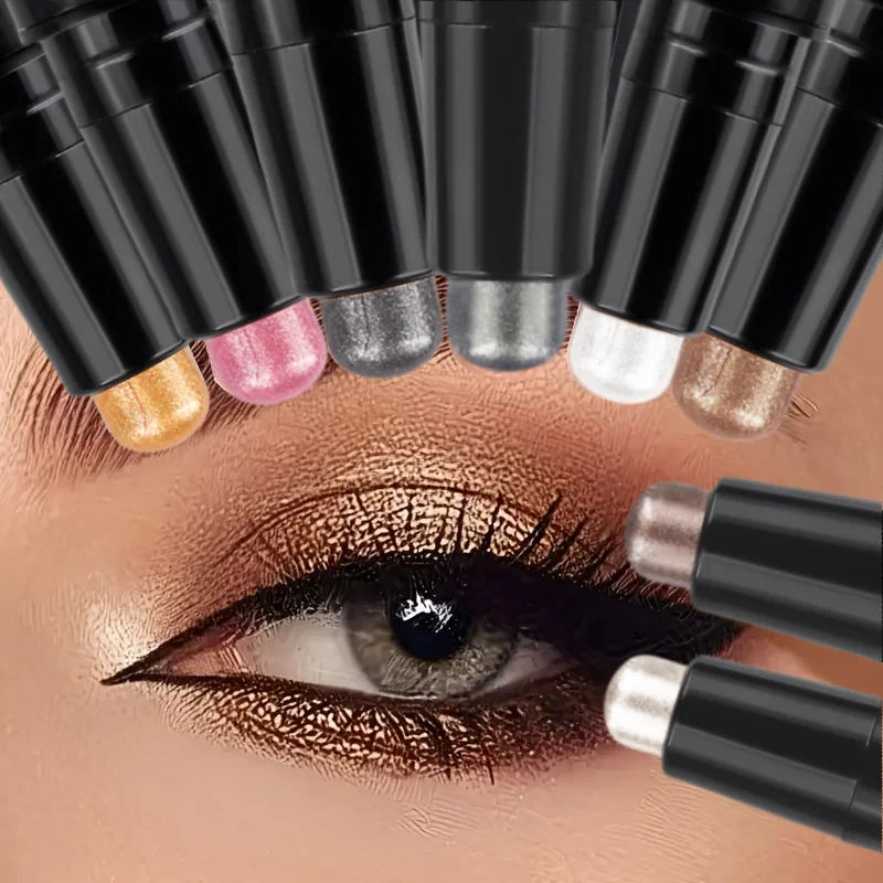 Błyszczący Matowy Dwustronny Cień do Powiek w Sztyfcie Kolorowy Długotrwały Rozświetlający Brokatowy Cień do Powiek Makijaż Upiększający