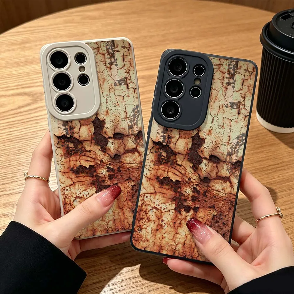 Rusty Cracked Metal Texture For Samsung Galaxy S26 S25 S24 S23 S22 S21 S20 Ultra Plus A15 A35 A54 A55 Soft Cover Phone Case