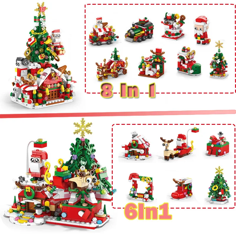 

Christmas Series House MOC Building Blocks Combination Santa Claus/Reindeer/Tree Assembled Toys Model Bricks Kids Holiday Gifts