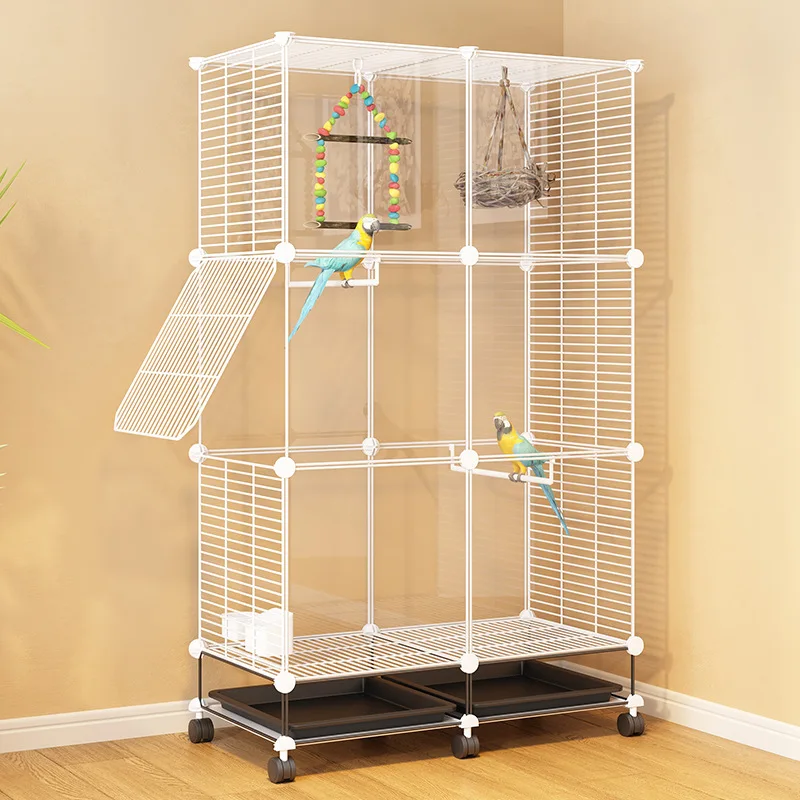 

Large Bird Cage for Mynah Parakeet Budgie Cockatiel Zebra Finch White-eye Red-billed Leiothrix and Hwamei Suitable for Villa