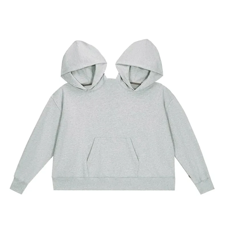 Double-person Hooded Sweatshirt Loose-fit Solid Color Sweatshirt Intimate Apparel For Two People